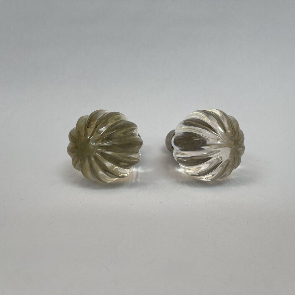 Vintage Acrylic Knobs Metal Curtain Rod Ends 3 1/2" long Lot of 2